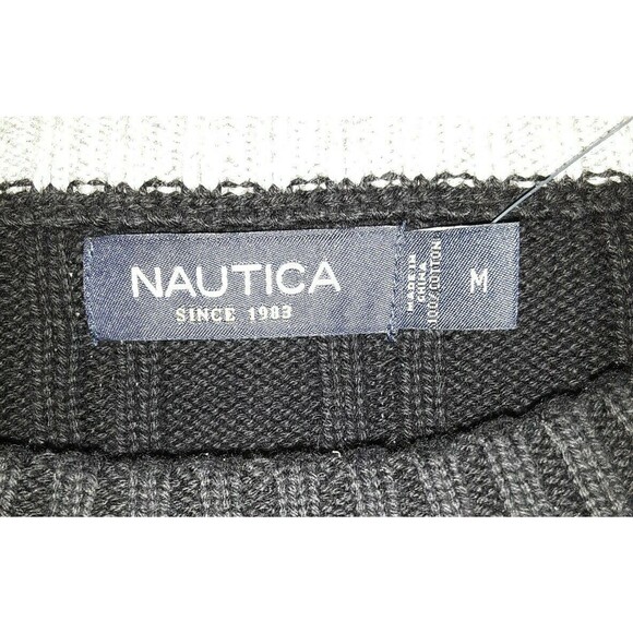 Nautica NWT True Black Seafarer Fashion Pull-Over Sweater- Men's Size Medium - Picture 4 of 5